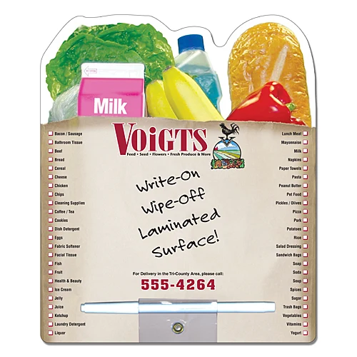 Delivery Laminated Memo Board - Grocery Bag Shape (8.5x10.125) 1