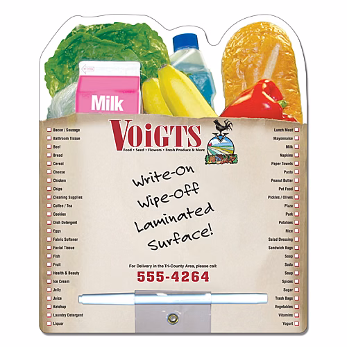 Delivery Laminated Memo Board - Grocery Bag Shape (8.5x10.125)