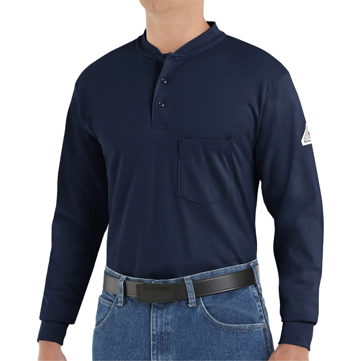 Men's Tall Long Sleeve Tagless Henley Shirt - SEL2T 1