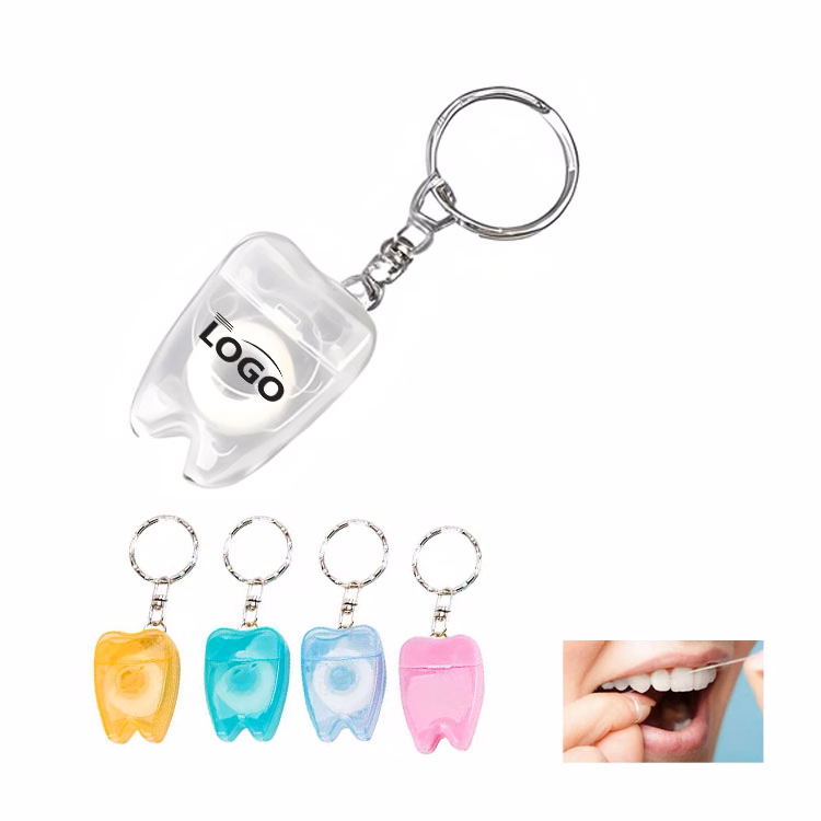 Tooth Shaped Portable Dental Floss Keychain