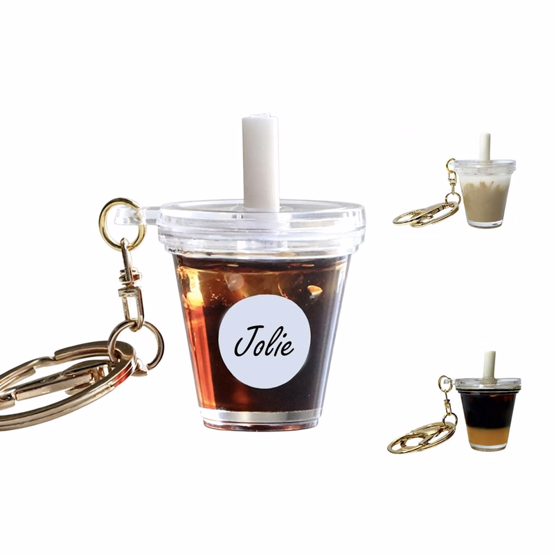Simulated American-Style Latte Coffee Keychain