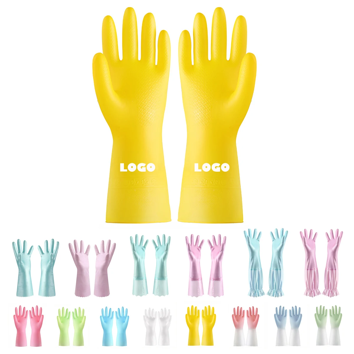 PVC Reusable Household Kitchen Cleaning Gloves 1
