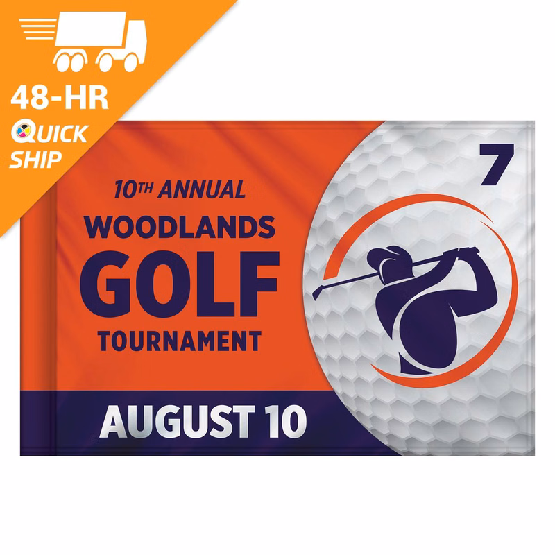 48 - Hour 14" x 20" Single Reverse Golf Flag with Tube