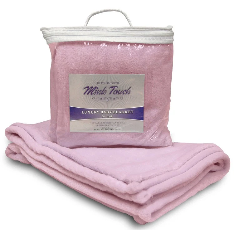 Pink Faux Micro Mink Crib Blanket 1