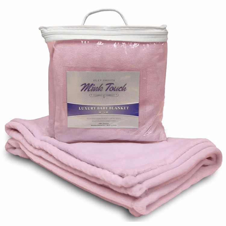 Pink Faux Micro Mink Crib Blanket