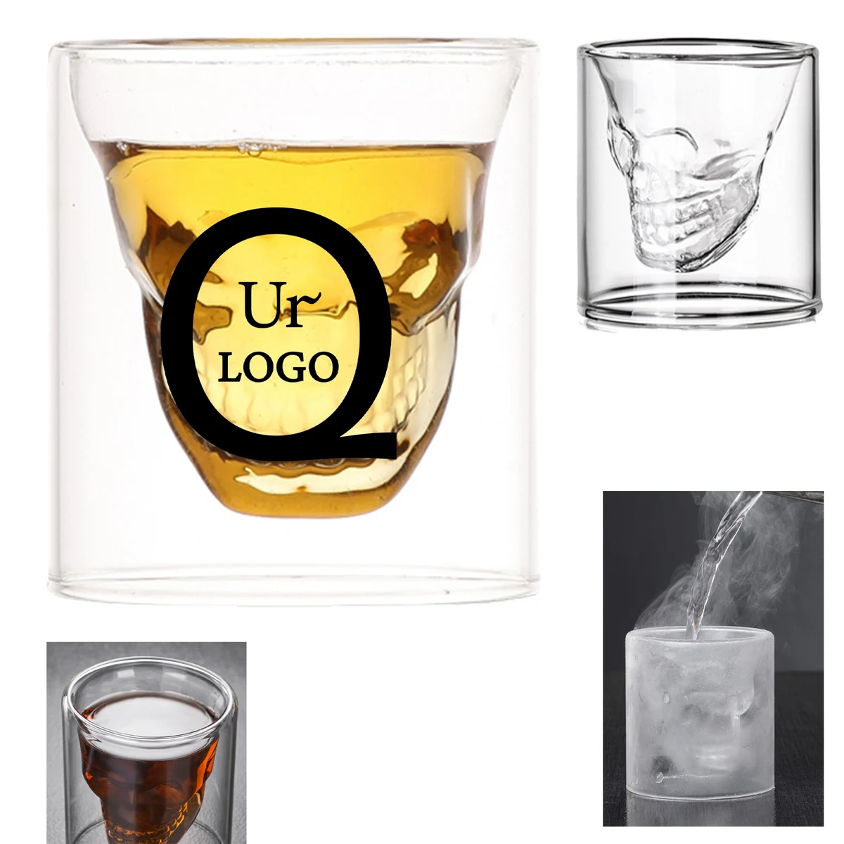 Double Transparent Skull Shot Glasses 1