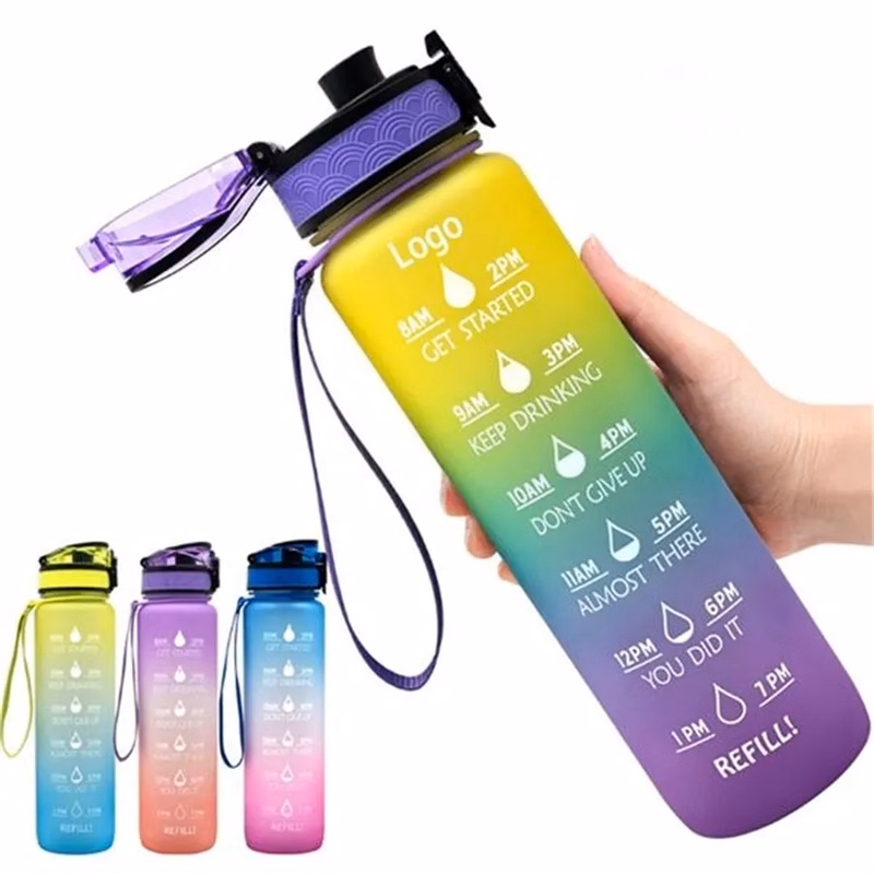 32oz Leakproof Motivational Sports Water Bottle