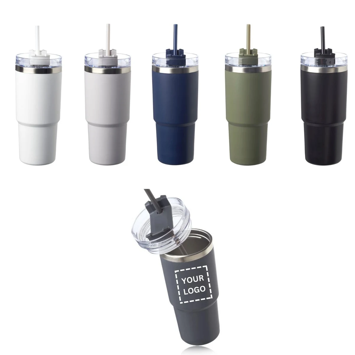 Stainless Steel Travel Tumbler with Straw, 23 oz. 1