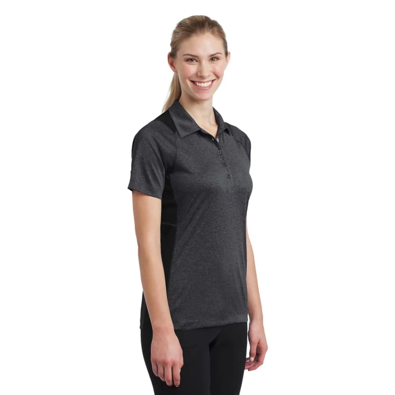 Sport-Tek Women's Heather Colorblock Contender Polo. 1
