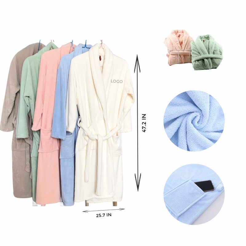 MOQ 10 PCS Coral Fleece Bathrobe