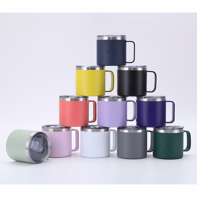 12oz Stainless Steel Coffee Cup Mug With Lid And Handle