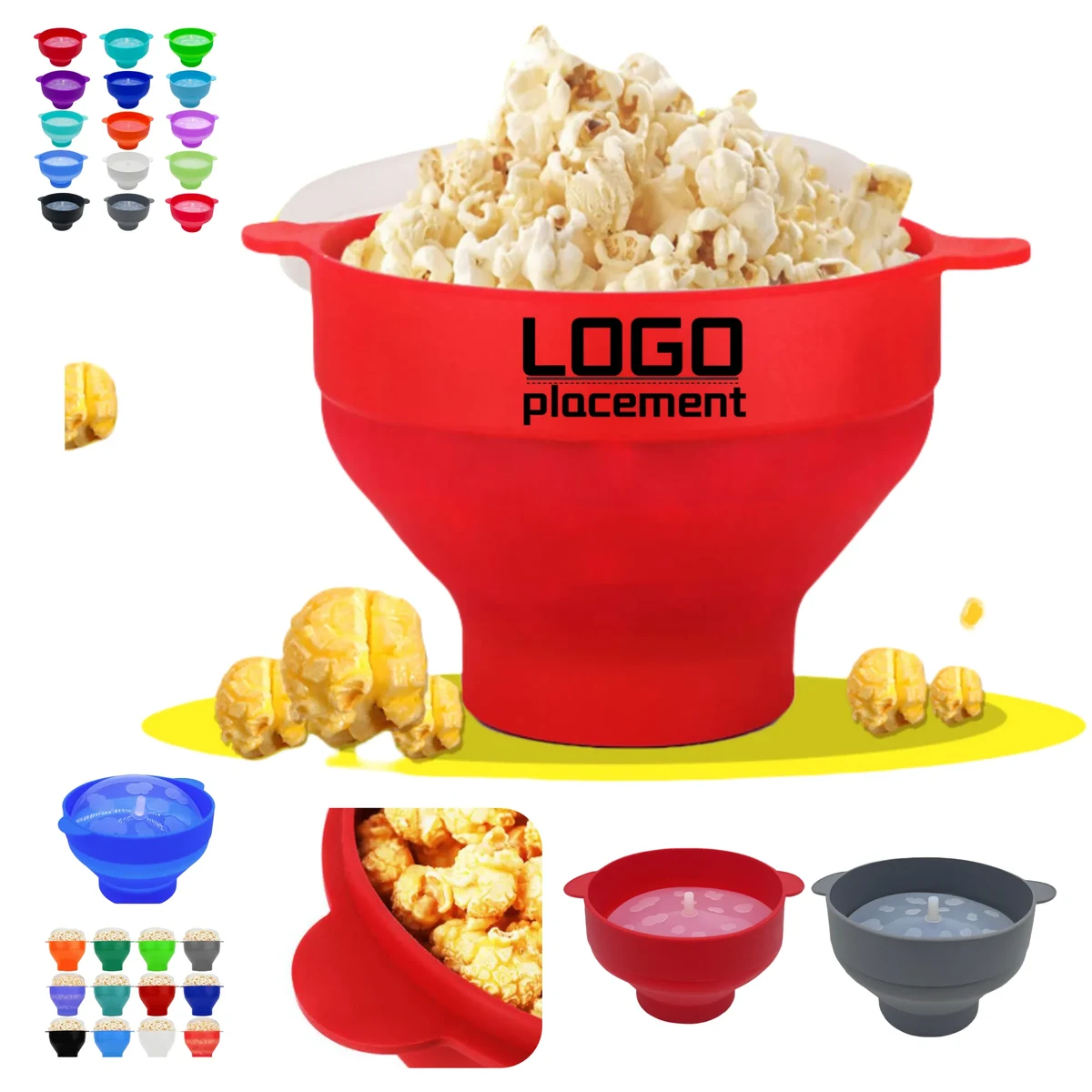 Foldable Silicone Popcorn Bucket with Handle for Microwave 1