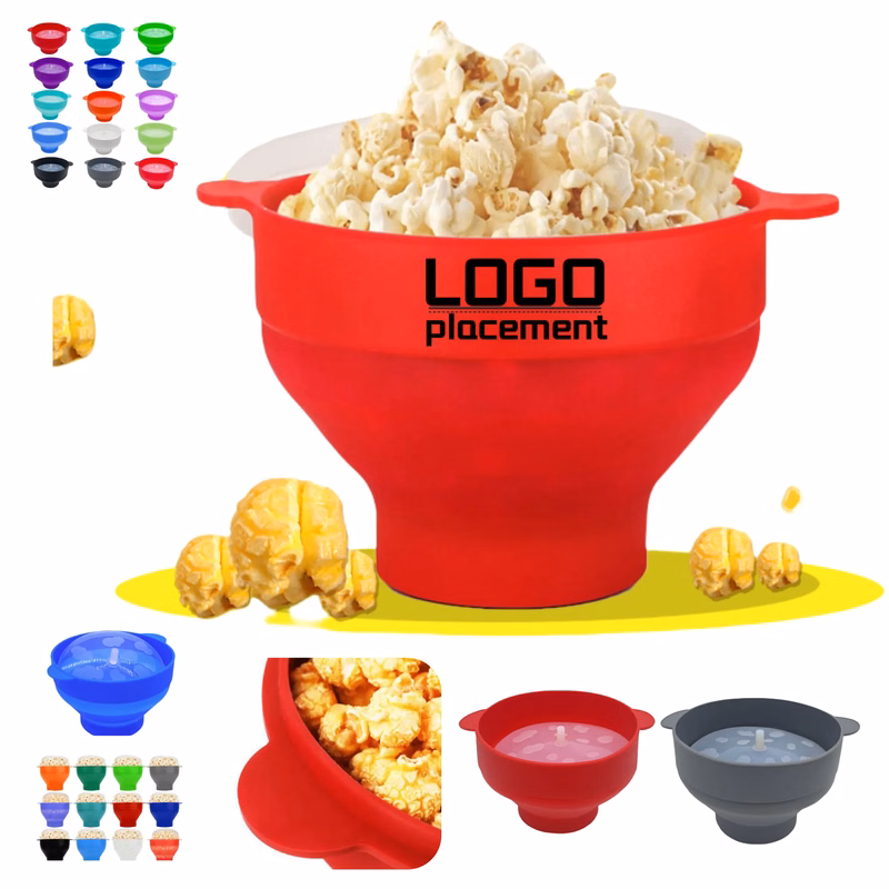 Foldable Silicone Popcorn Bucket with Handle for Microwave