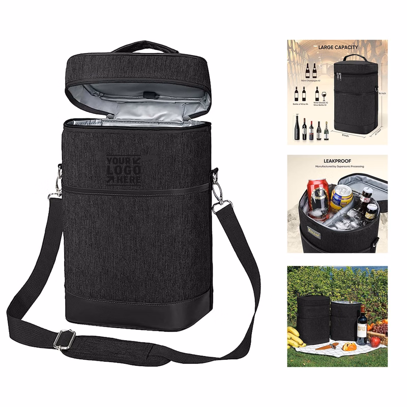 4 Bottle Wine Carrier Cooler Bag with Shoulder Strap