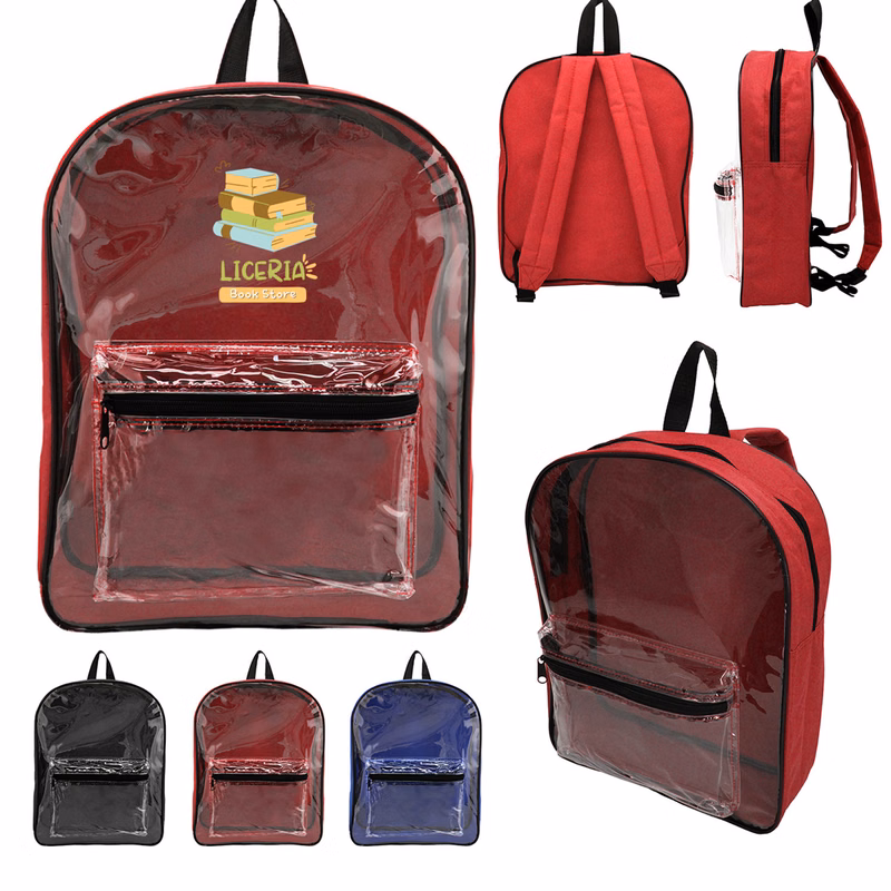 Transparent PVC Backpack with Front Pocket & Adjustable Straps