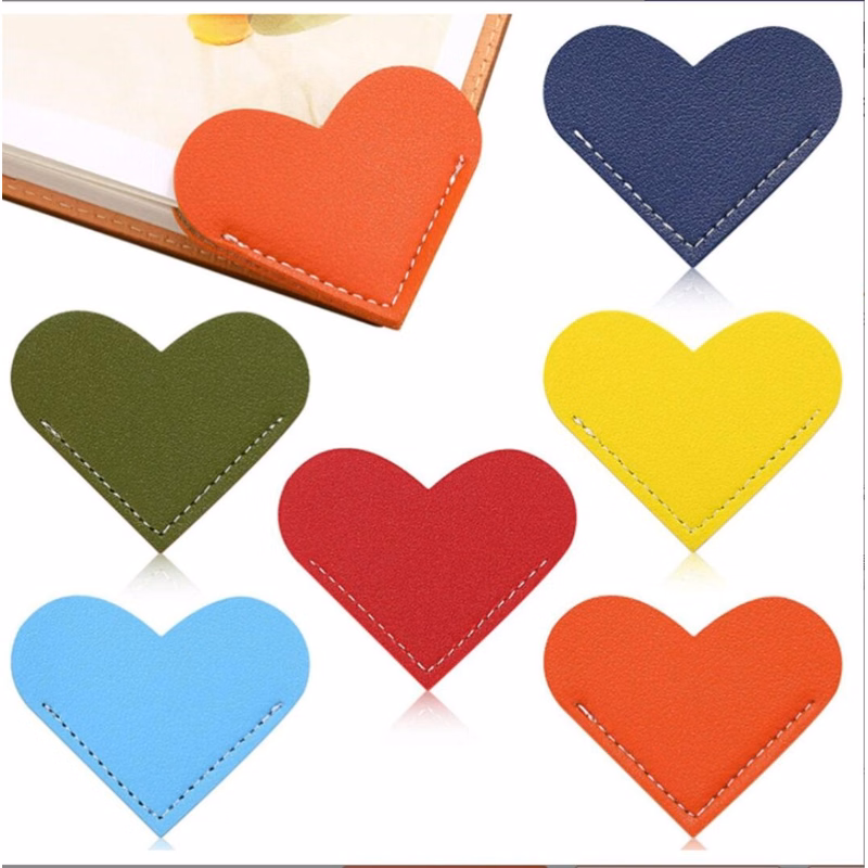 Mini Page Corner Leather Heart Bookmark