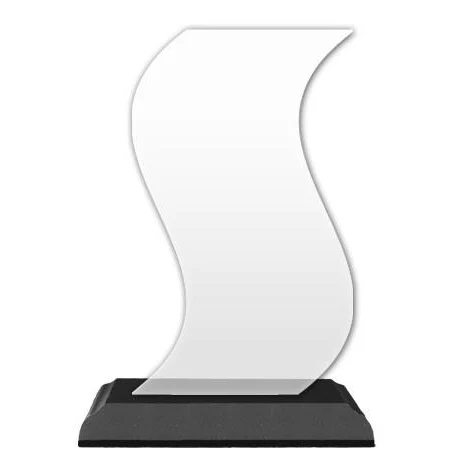 Blank Acrylic Trophy: 10" Curve with Wood Base. 1