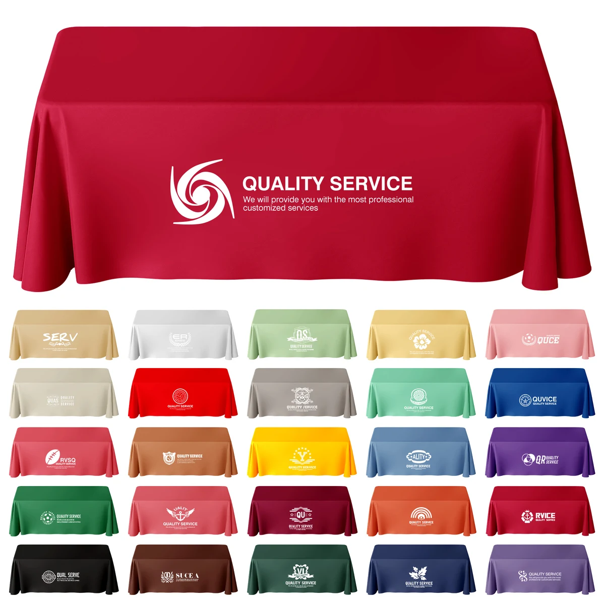Premium 230gsm 8ft Full Color Printed Warp Knitted Tablecloth (MOQ: 1) 1