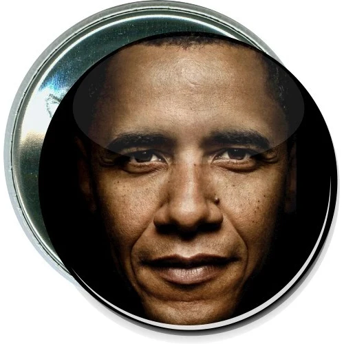 Barack Obama face on black, Political Button 1