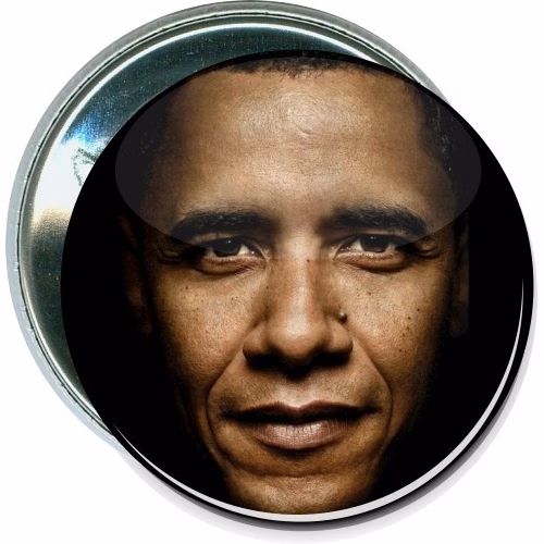 Barack Obama face on black, Political Button