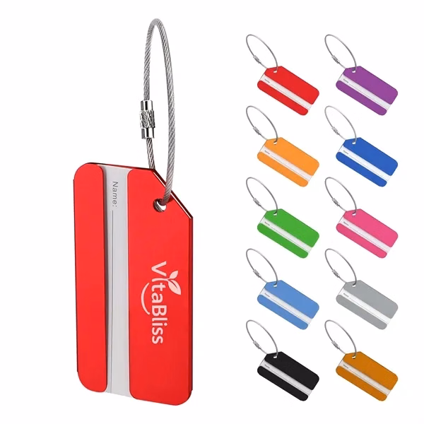 Custom Aluminum Travel Luggage Tags With Stainless Steel Cord — Suitcase Identifier