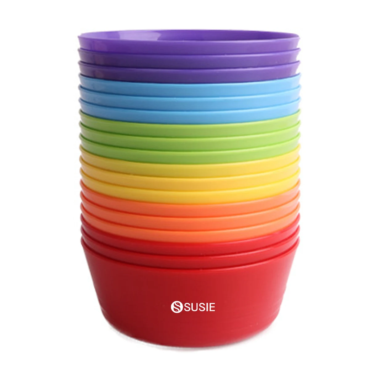18Pcs Rainbow-Colored Food Grade Matte Surface Kids Bowl 1