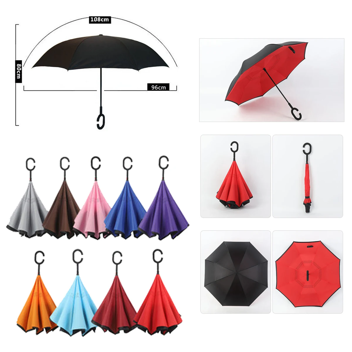 Inverted 8-Panels Double-Layer Umbrella 1