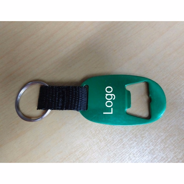 Fabric Aluminium Bottle Opener with Keyring