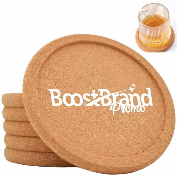 Custom Round Cork Coaster Set with Full Color Branding — Eco Friendly Table Protection