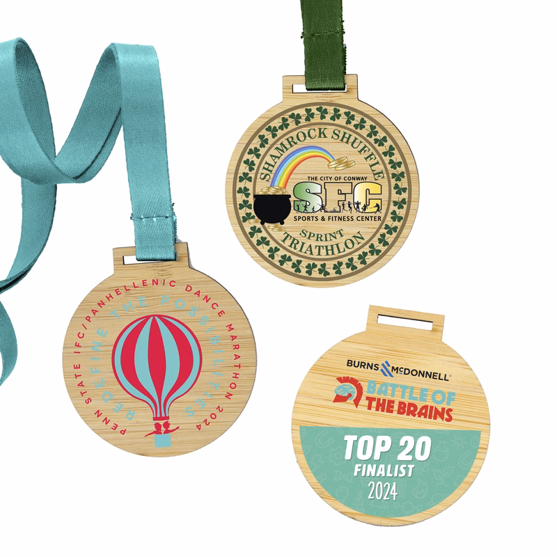 Custom Bamboo Medals Full Color (2")