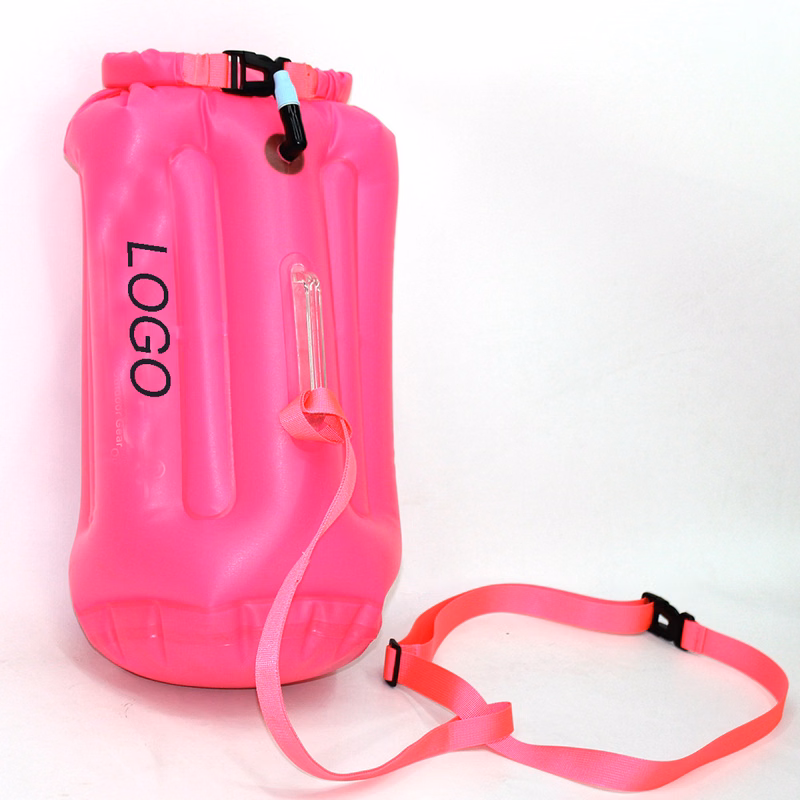 PVC Inflatable Safety Buoy Waterproof Dry Floating Storage Bag W/ Waistband for Swimming/Training