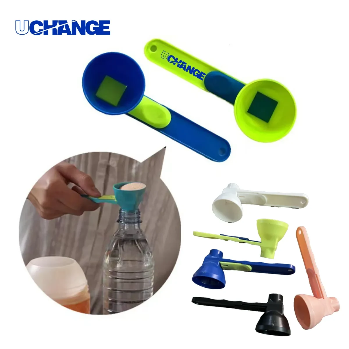 No-Spill Powder Funnel Spoon With Sliding Separator measuring scoop + funnel No spill preparation 1