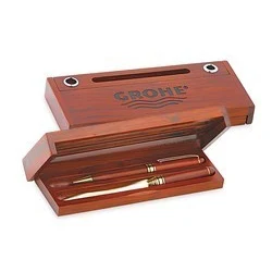 Craft Wood Double Pen Box w/Pen Stand and Business Card Holder - Blank 1