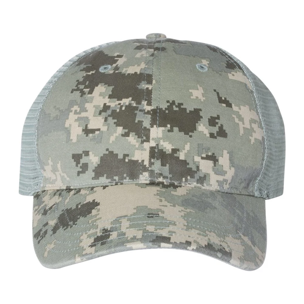 Garment Washed Printed Trucker Snapback Cap 1
