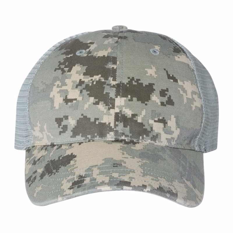 Garment Washed Printed Trucker Snapback Cap