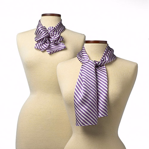 Purple Saville Stripe Polyester Scarf - 8"x45"