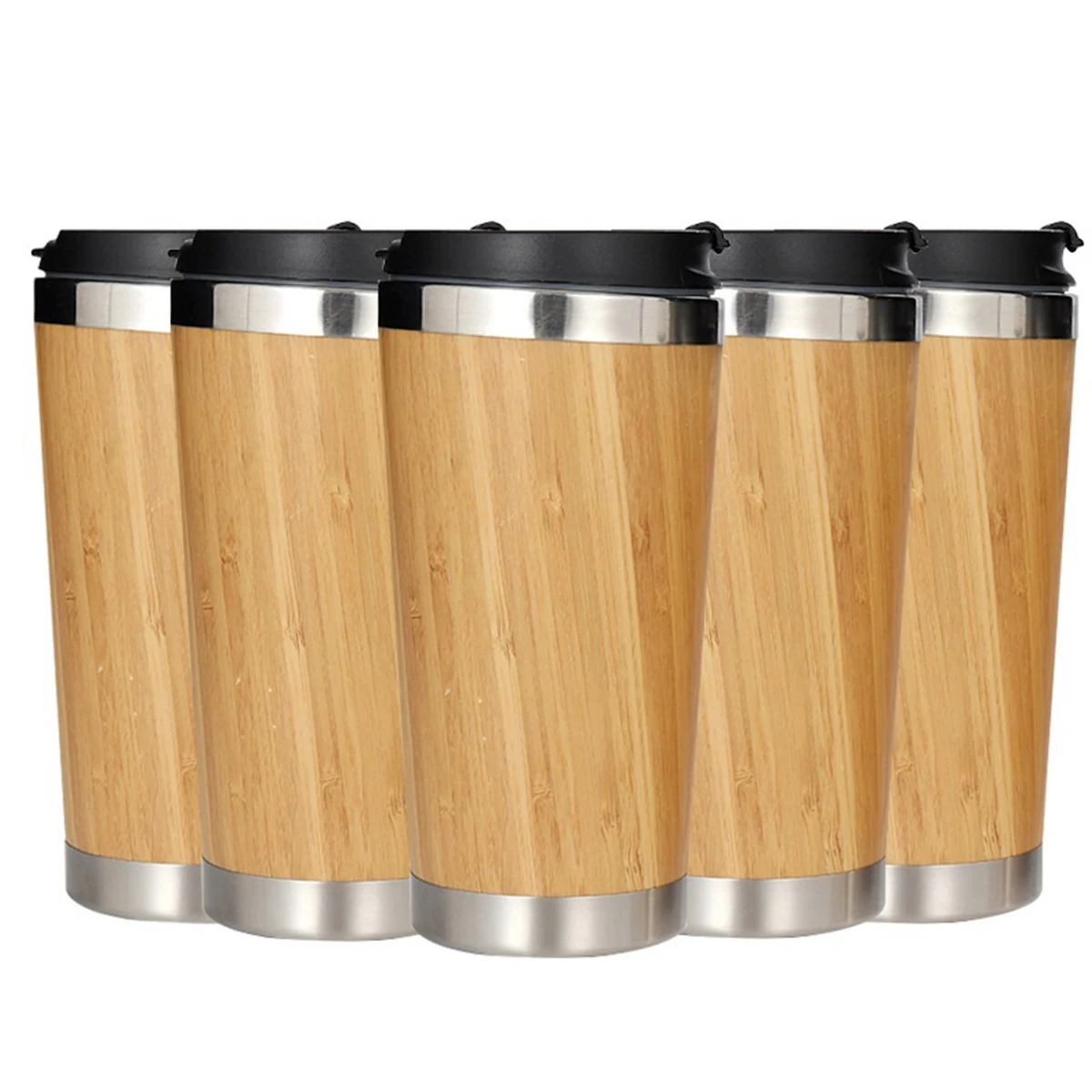 15 Oz. Double Wall Vacuum Bamboo Coffee Mug 1