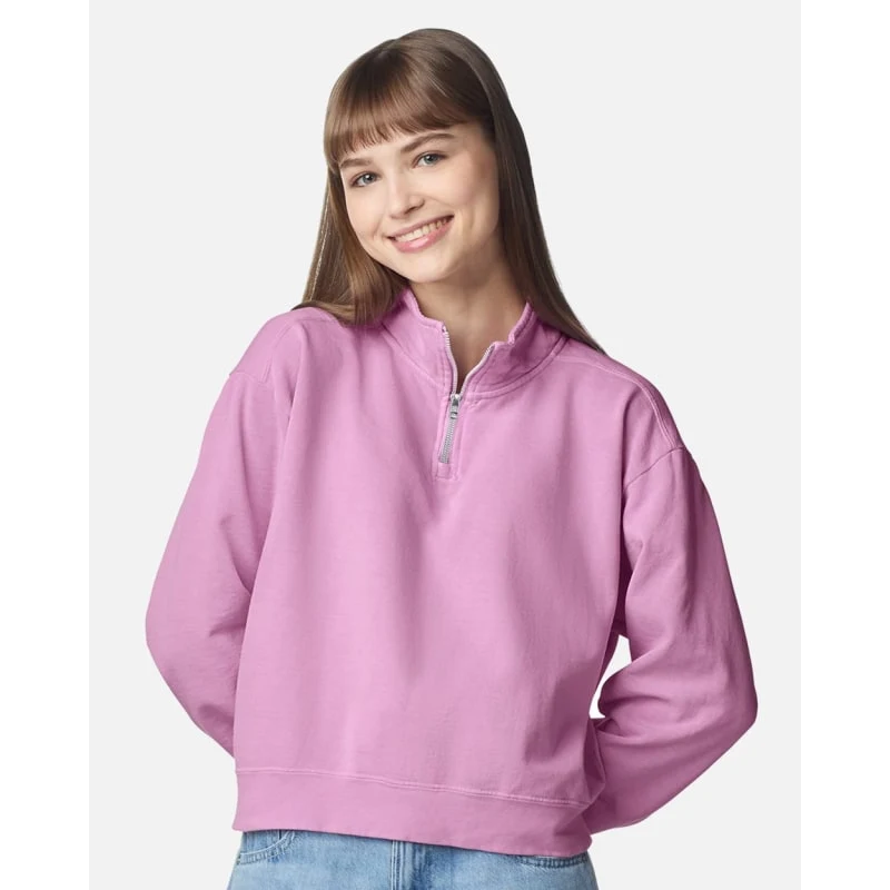 Comfort Colors Women's Garment-Dyed Mid-Length Quarter-Zip Sweatshirt - 1580L 1