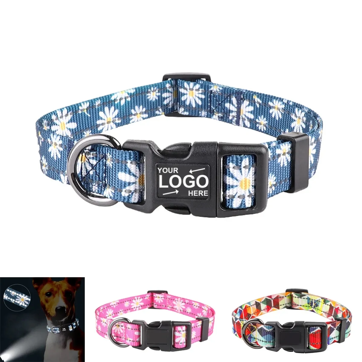 Reflective Nylon Adjustable Dog Collar 1