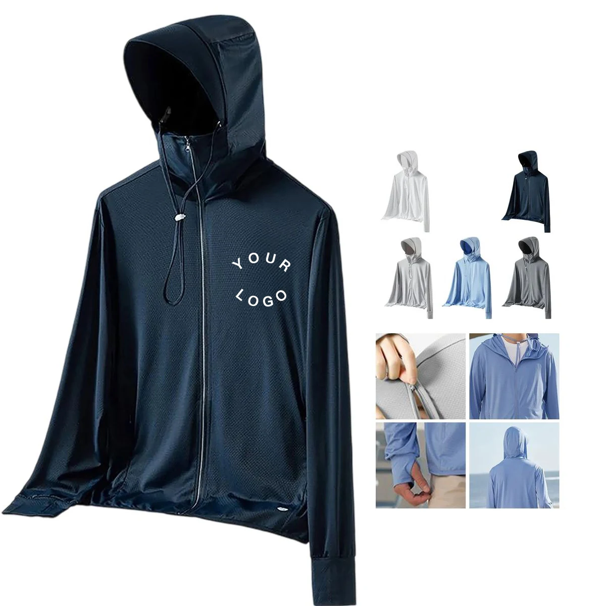 Polyester Hooded Sun Jacket with Detachable Brim 1