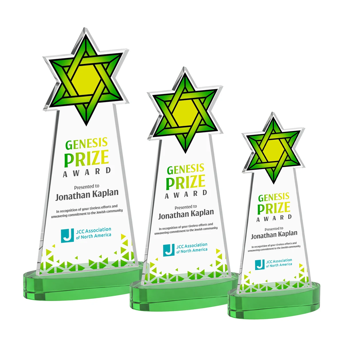 Star of David VividPrint™ Award on Alberton Base - Green 1