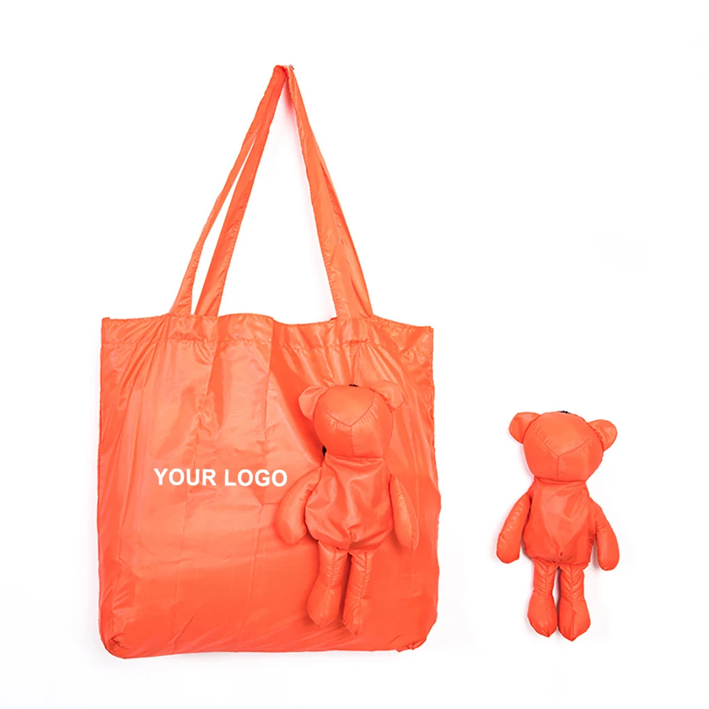 Foldable Doll Polyester Tote Bag, custom tote bag with logo imprint 1