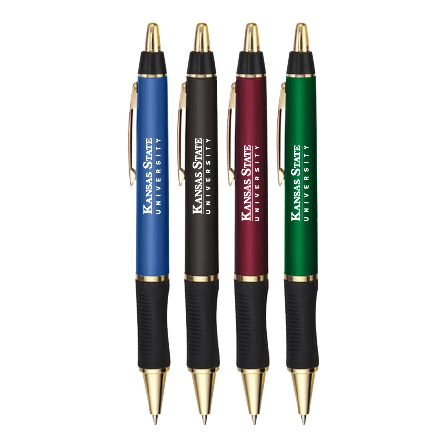 Union Printed - Gold Braxton Rubber Grip Click Pen 1