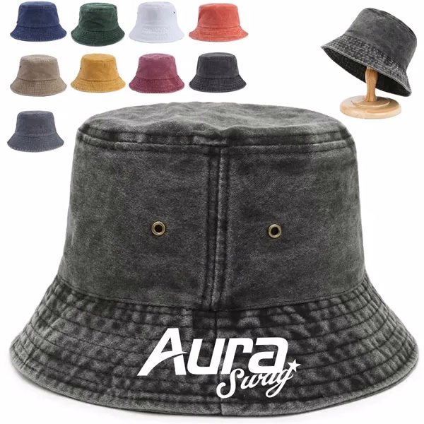 Custom Washed Cotton Bucket Hat with Wide Brim — All-Occasion Outdoor Promo