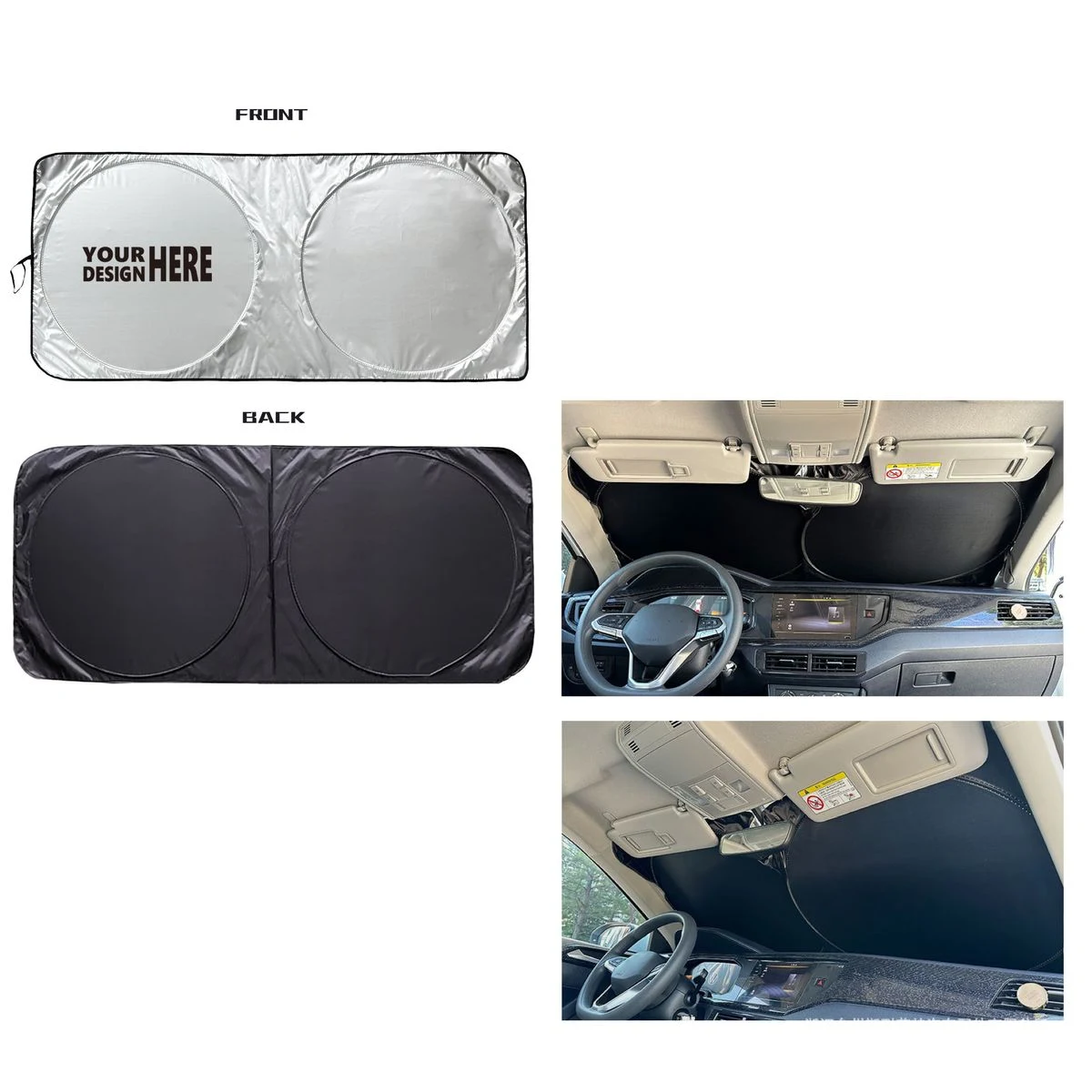 Collapsible Silver Car Windshield Sunshade with Pouch 1
