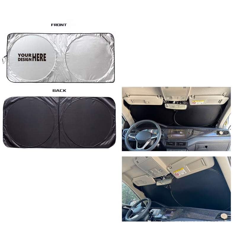 Collapsible Silver Car Windshield Sunshade with Pouch
