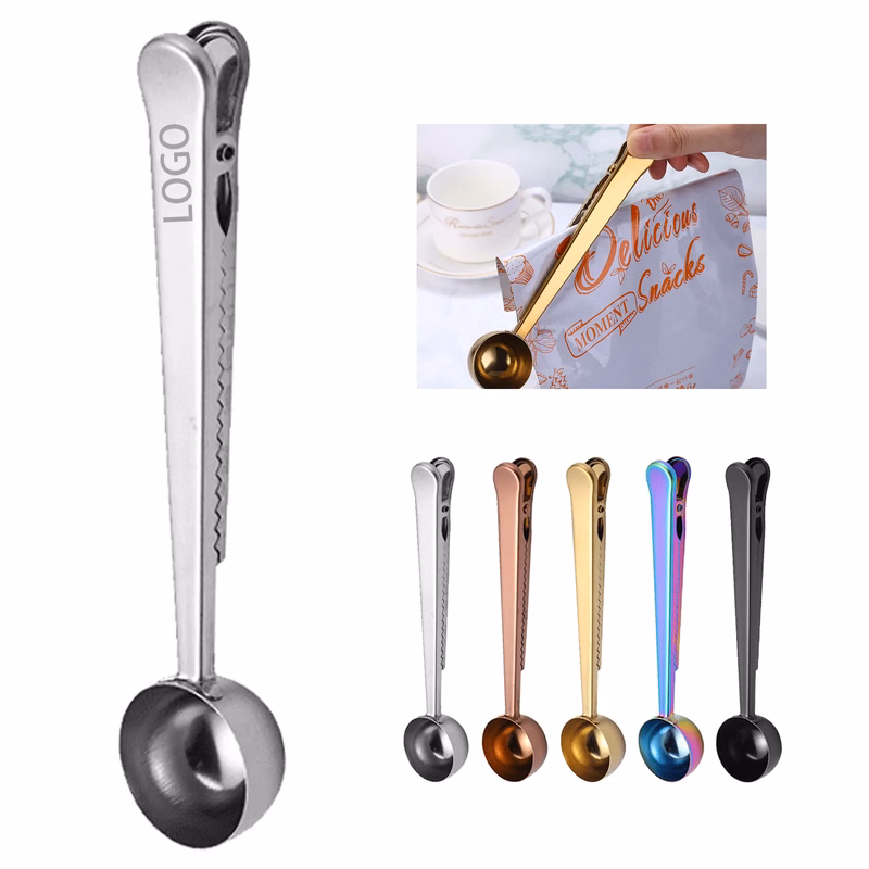 MOQ 20 Stainless Steel Coffee Scoop Clip Two in One
