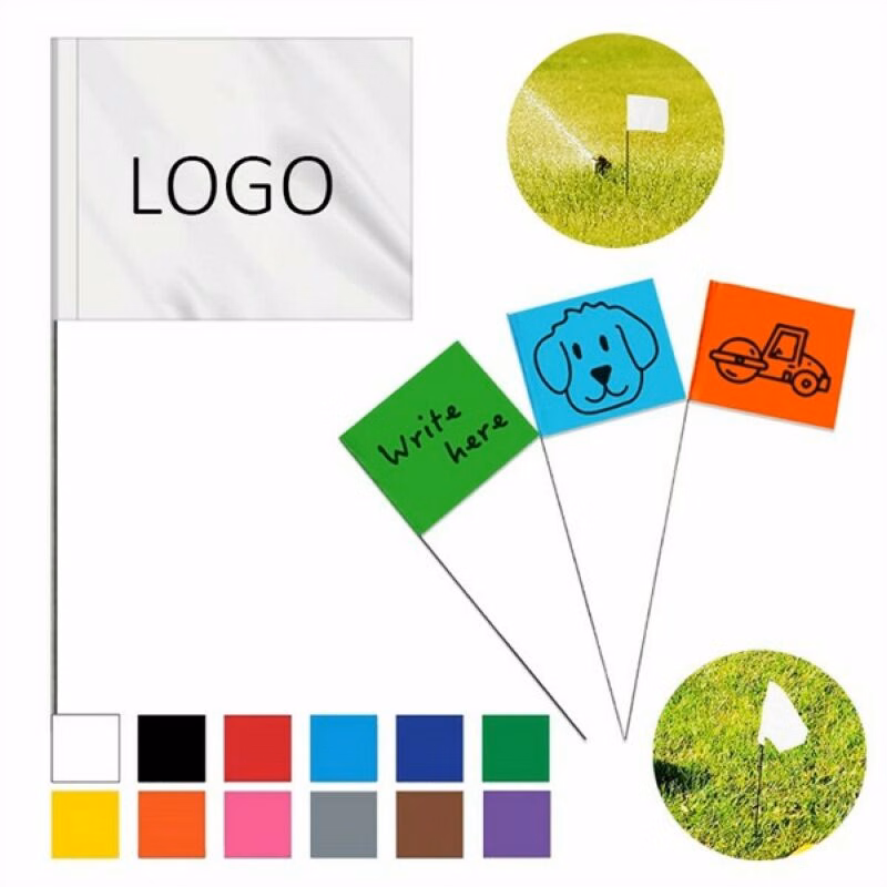 Custom Marking Flag With Wire Staff