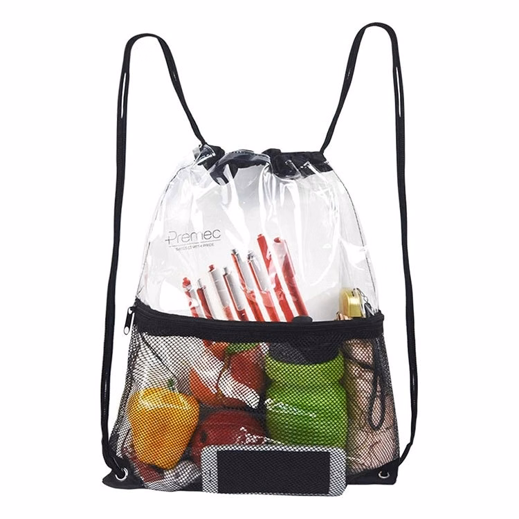 Clear Drawstring Bag With Mesh