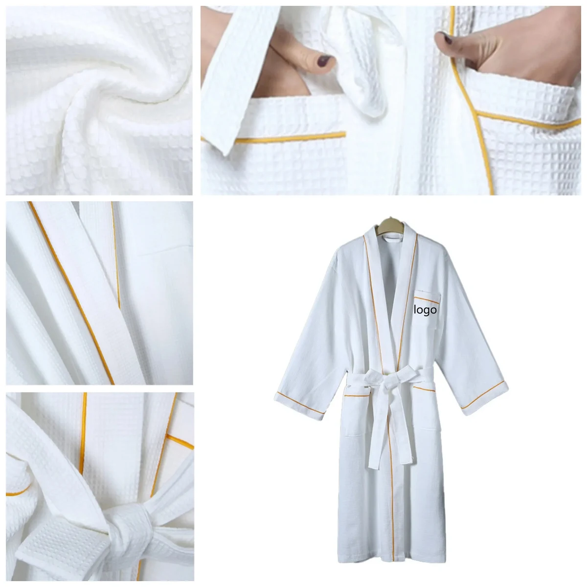 100% cotton Waffle Knit Lightweight Bath Robes 1
